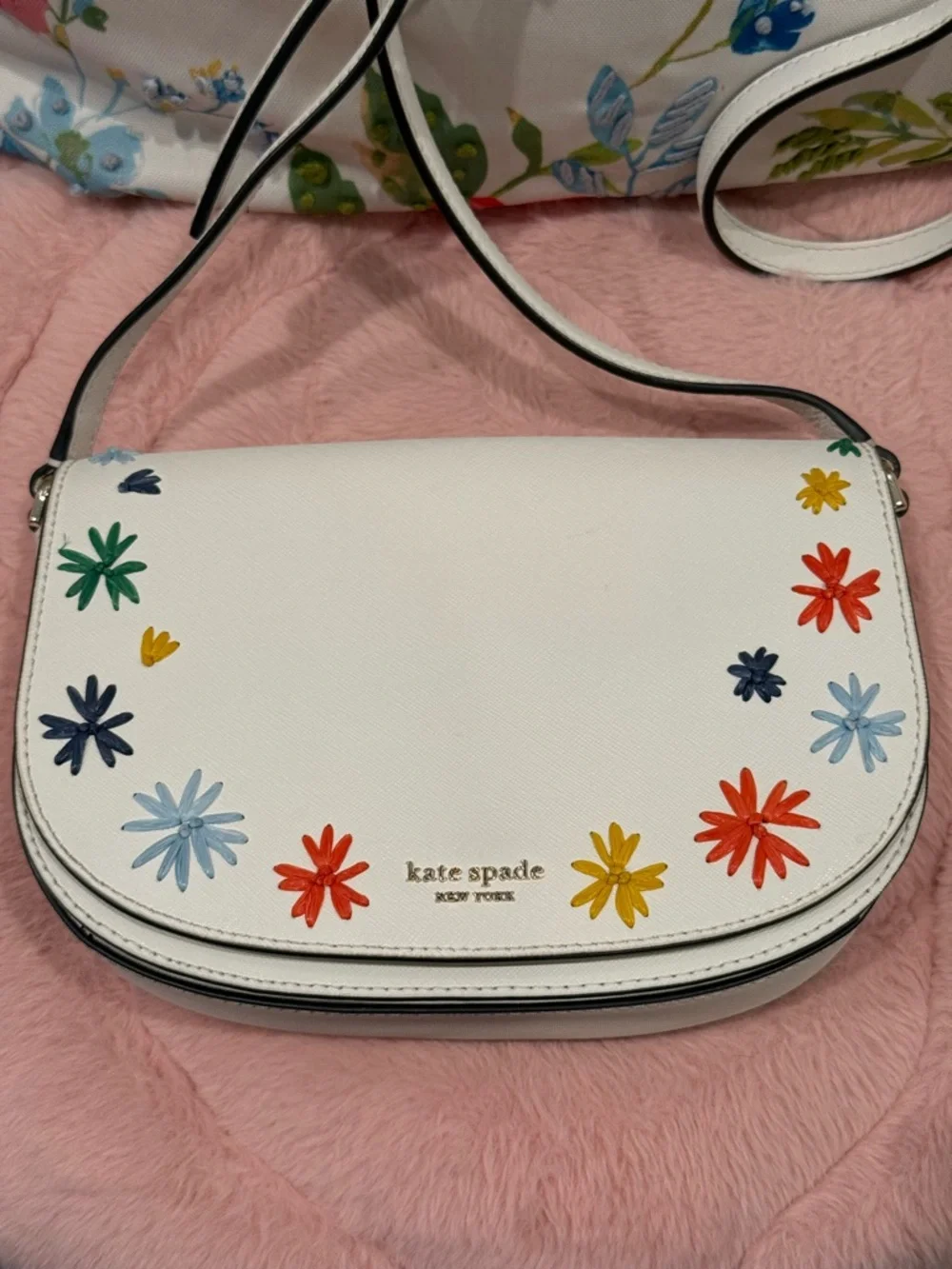 Kate Spade Reiley Raffia Flap Crossbody Bag EUC